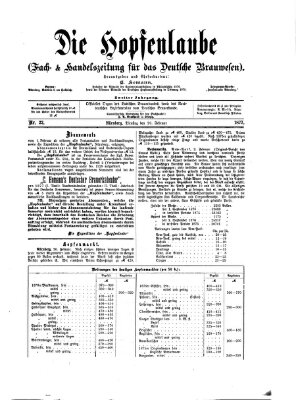 Die Hopfenlaube (Fach- und Handelszeitung für das deutsche Brauwesen) Dienstag 20. Februar 1877