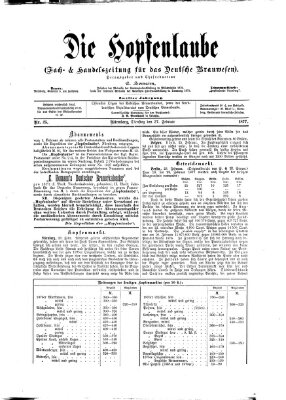 Die Hopfenlaube (Fach- und Handelszeitung für das deutsche Brauwesen) Dienstag 27. Februar 1877