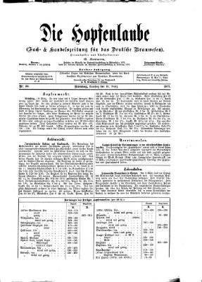 Die Hopfenlaube (Fach- und Handelszeitung für das deutsche Brauwesen) Samstag 10. März 1877