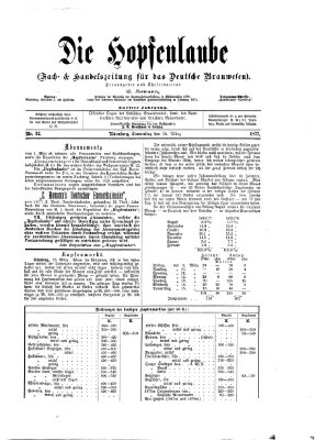 Die Hopfenlaube (Fach- und Handelszeitung für das deutsche Brauwesen) Donnerstag 15. März 1877