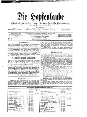 Die Hopfenlaube (Fach- und Handelszeitung für das deutsche Brauwesen) Samstag 24. März 1877