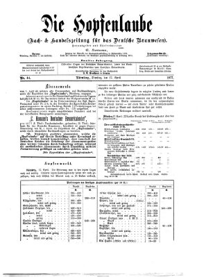 Die Hopfenlaube (Fach- und Handelszeitung für das deutsche Brauwesen) Dienstag 17. April 1877