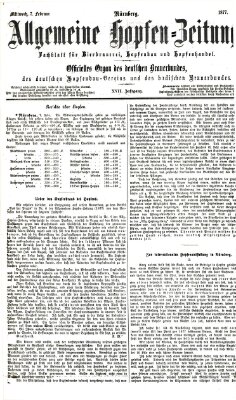 Allgemeine Hopfen-Zeitung Mittwoch 7. Februar 1877