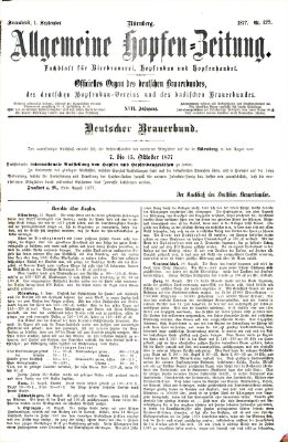 Allgemeine Hopfen-Zeitung Samstag 1. September 1877