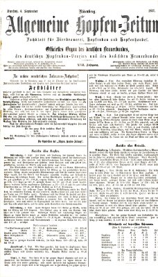 Allgemeine Hopfen-Zeitung Dienstag 4. September 1877