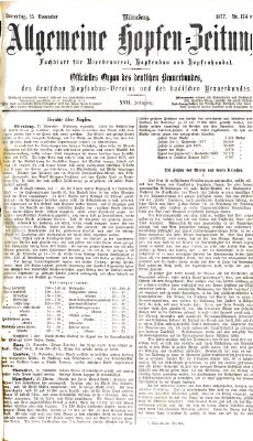 Allgemeine Hopfen-Zeitung Donnerstag 15. November 1877