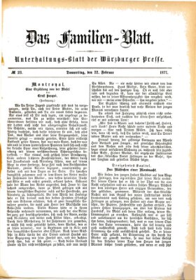 Das Familienblatt (Würzburger Presse) Donnerstag 22. Februar 1877