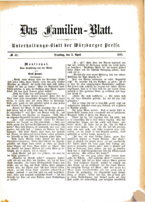 Das Familienblatt (Würzburger Presse) Dienstag 3. April 1877