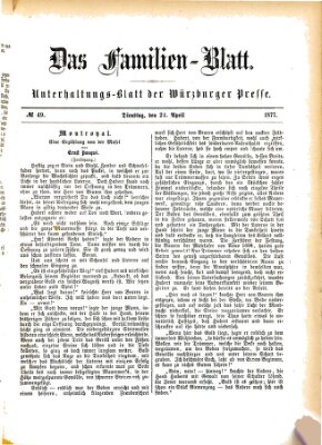 Das Familienblatt (Würzburger Presse) Dienstag 24. April 1877