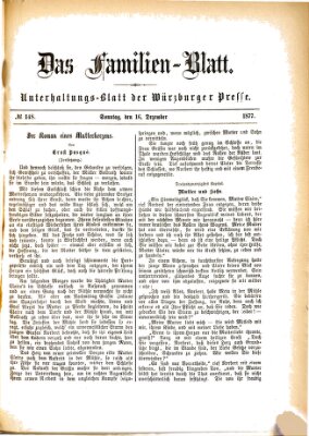 Das Familienblatt (Würzburger Presse) Sonntag 16. Dezember 1877