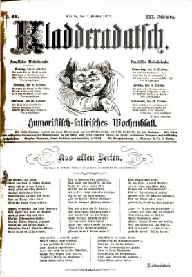 Kladderadatsch Sonntag 7. Oktober 1877