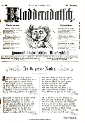 Kladderadatsch Sonntag 21. Oktober 1877