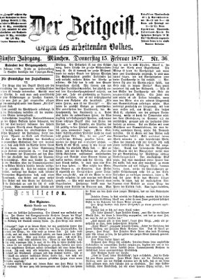 Der Zeitgeist Donnerstag 15. Februar 1877