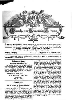 Münchener Gemeinde-Zeitung Donnerstag 1. Februar 1877