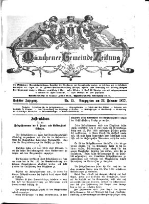 Münchener Gemeinde-Zeitung Donnerstag 22. Februar 1877