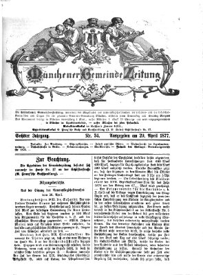 Münchener Gemeinde-Zeitung Sonntag 29. April 1877