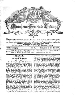 Münchener Gemeinde-Zeitung Sonntag 13. Mai 1877