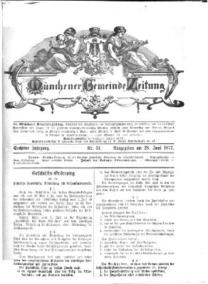 Münchener Gemeinde-Zeitung Donnerstag 28. Juni 1877