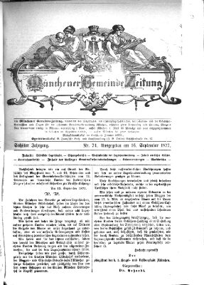 Münchener Gemeinde-Zeitung Sonntag 16. September 1877