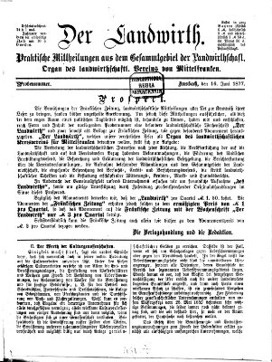 Der Landwirt (Ansbacher Morgenblatt) Samstag 16. Juni 1877