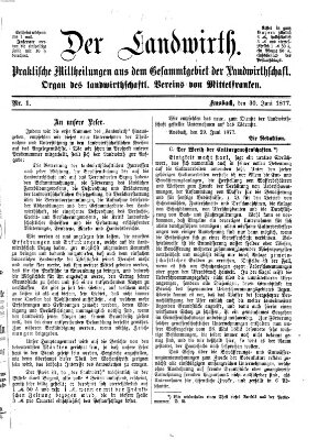 Der Landwirt (Ansbacher Morgenblatt) Samstag 30. Juni 1877