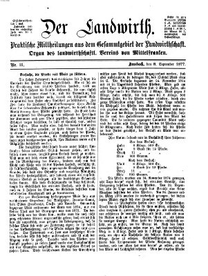 Der Landwirt (Ansbacher Morgenblatt) Samstag 8. September 1877