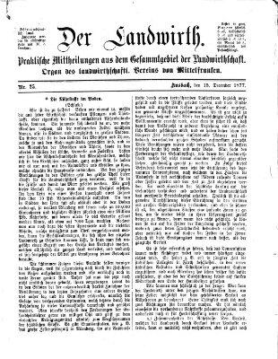 Der Landwirt (Ansbacher Morgenblatt) Samstag 15. Dezember 1877