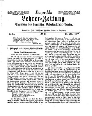 Bayerische Lehrerzeitung Freitag 16. März 1877