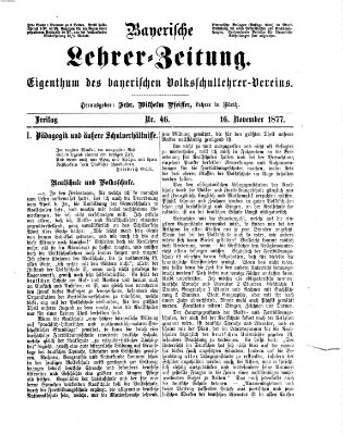 Bayerische Lehrerzeitung Freitag 16. November 1877