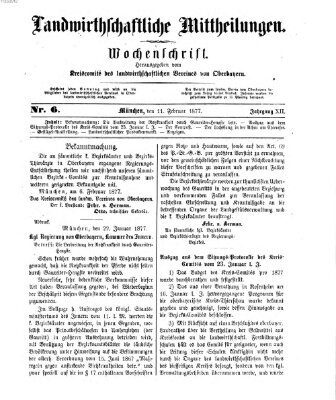 Landwirthschaftliche Mittheilungen Sonntag 11. Februar 1877