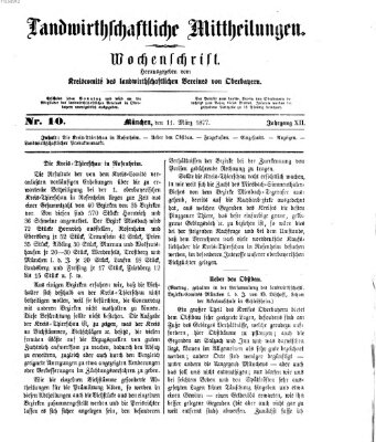 Landwirthschaftliche Mittheilungen Sonntag 11. März 1877