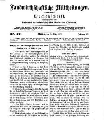 Landwirthschaftliche Mittheilungen Sonntag 25. März 1877