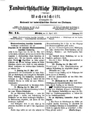 Landwirthschaftliche Mittheilungen Sonntag 15. April 1877