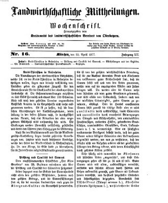 Landwirthschaftliche Mittheilungen Sonntag 22. April 1877