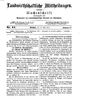 Landwirthschaftliche Mittheilungen Sonntag 27. Mai 1877