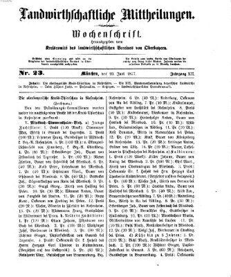 Landwirthschaftliche Mittheilungen Sonntag 10. Juni 1877