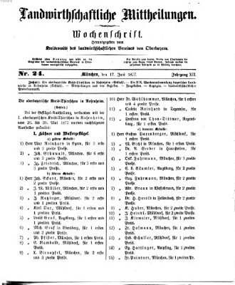 Landwirthschaftliche Mittheilungen Sonntag 17. Juni 1877