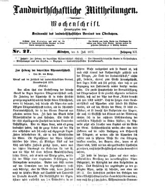 Landwirthschaftliche Mittheilungen Sonntag 8. Juli 1877