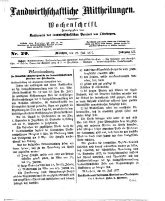 Landwirthschaftliche Mittheilungen Sonntag 22. Juli 1877