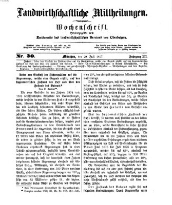 Landwirthschaftliche Mittheilungen Sonntag 29. Juli 1877