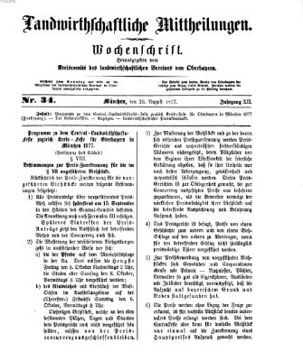 Landwirthschaftliche Mittheilungen Sonntag 26. August 1877