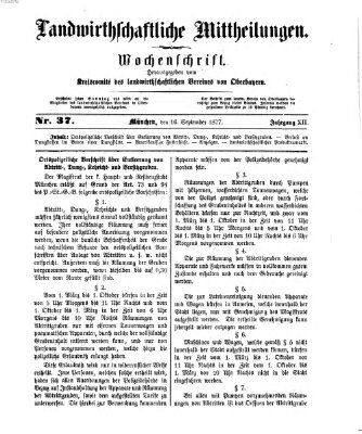 Landwirthschaftliche Mittheilungen Sonntag 16. September 1877
