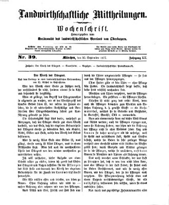 Landwirthschaftliche Mittheilungen Sonntag 30. September 1877