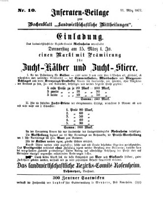 Landwirthschaftliche Mittheilungen Sonntag 11. März 1877