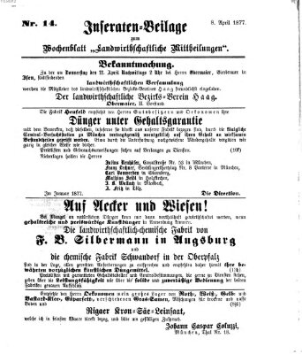 Landwirthschaftliche Mittheilungen Sonntag 8. April 1877