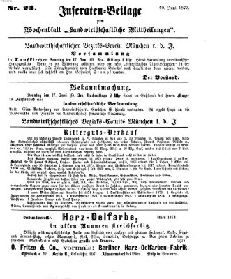 Landwirthschaftliche Mittheilungen Sonntag 10. Juni 1877