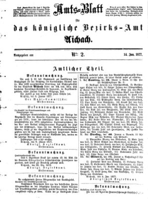 Amtsblatt für das Bezirksamt und Amtsgericht Aichach Sonntag 14. Januar 1877