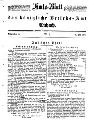 Amtsblatt für das Bezirksamt und Amtsgericht Aichach Sonntag 21. Januar 1877