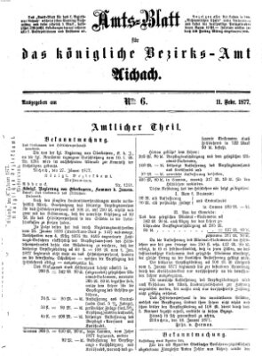 Amtsblatt für das Bezirksamt und Amtsgericht Aichach Sonntag 11. Februar 1877