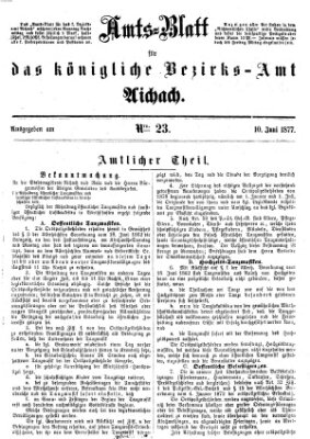 Amtsblatt für das Bezirksamt und Amtsgericht Aichach Sonntag 10. Juni 1877